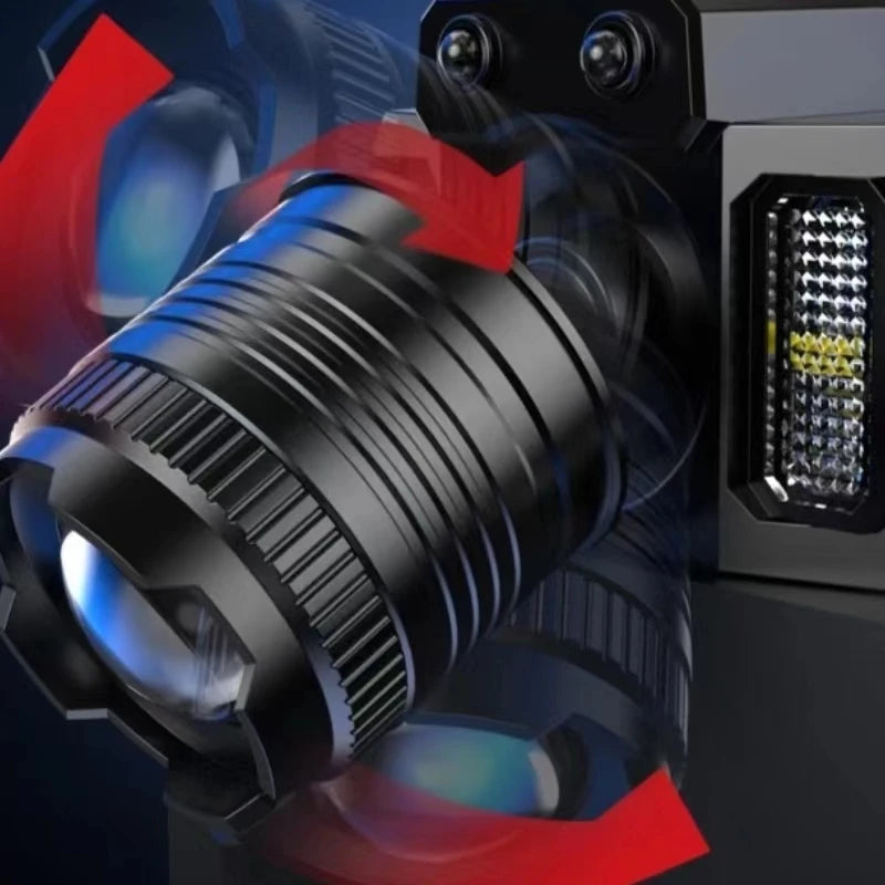 New Telescopic Zoom Sensor Headlight Cob Side Light Strong Light Headlight Outdoor Night Fishing Camping Style Headlight USB Charging Portable Headlight Fishing Light Camping Style Light Hiking Hands-Free Flashlight
