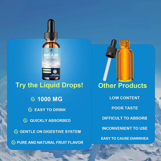 2Bottles Pure Himalayan Organic Shilajit Drop with 85+ Trace Minerals & Fulvic Acid Boost Immunity Strength Energy
