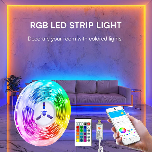 Colorful LED Strip Lights, USB Powered Portable , Change Color (16 Million) Dimmable, Smart RGB-IC Strip Lighting Sync Music
