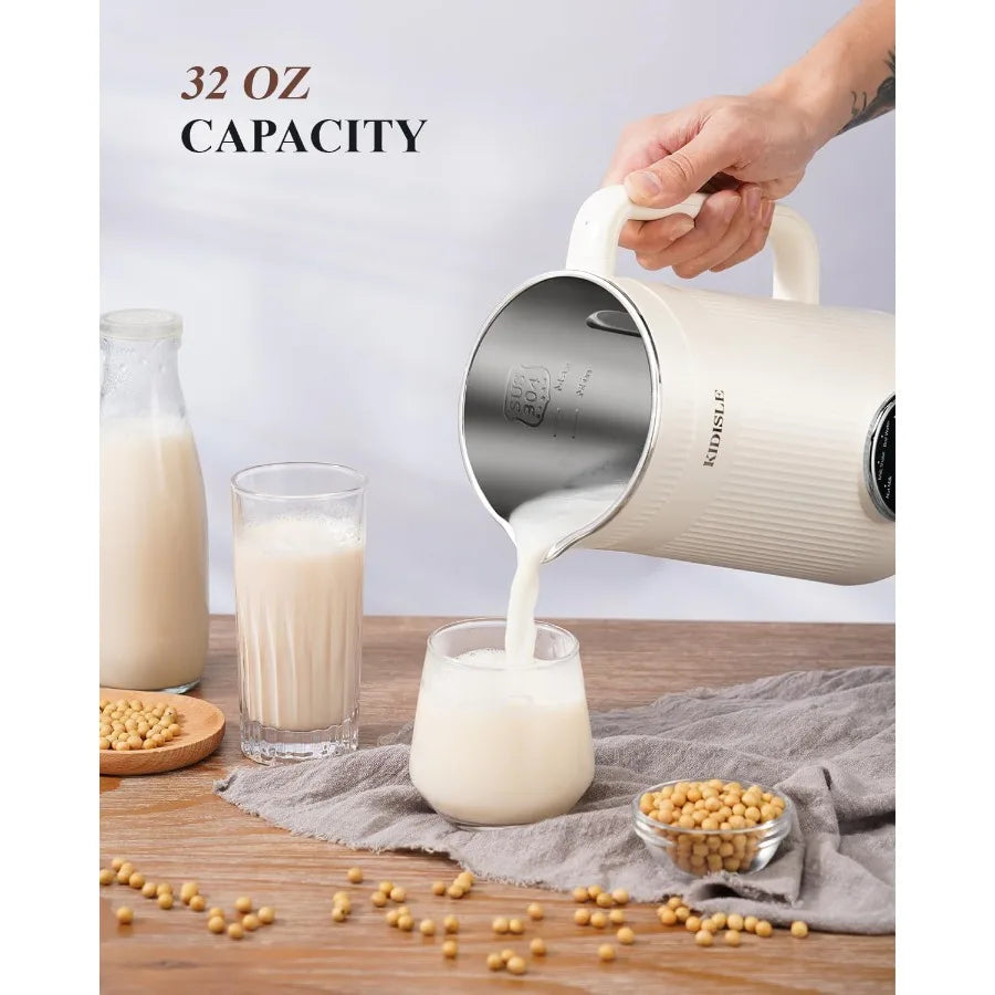 8 in 1 Nut Milk Maker Blender 32oz for Homemade Soy Almond Oat Coconut PlantBased and NonDairy Beverages with Automatic Soybean