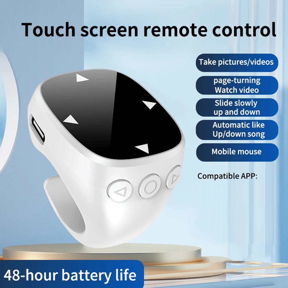 For TikTok Scrolling Ring Bluetooth-Compatible 5.3 Fingertip Wireless Remote Control Finger Remote for Android iOS iPhone iPad