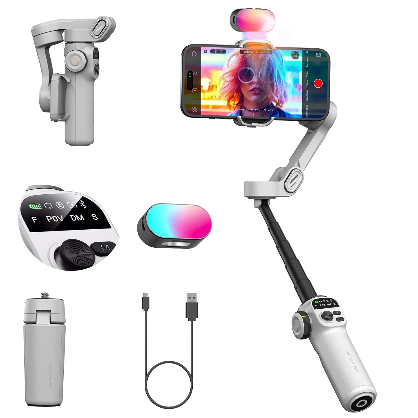 AOCHUAN Smart X2 3 Axis Gimbal Stabilizer For iPhone And Android Smartphone Gimbal With built-in extension pole LED display