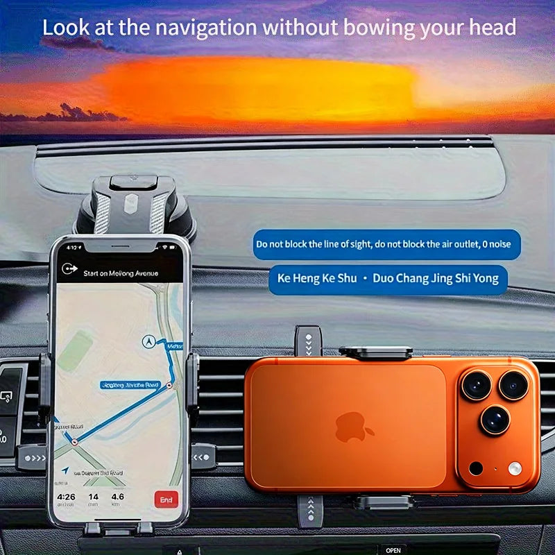 Car Phone Holder – Nano Flexible Silicone, 360° Rotation, Doesn't Block Screen, Compatible with iPhone Series for iPhone 17