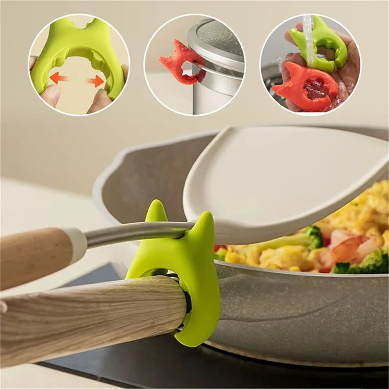 FCJ Multifunctional Silicone Spatula Holder Anti-Overflow & Anti-Scalding Clip for Cooking Pot Utensils Kitchen Gadgets