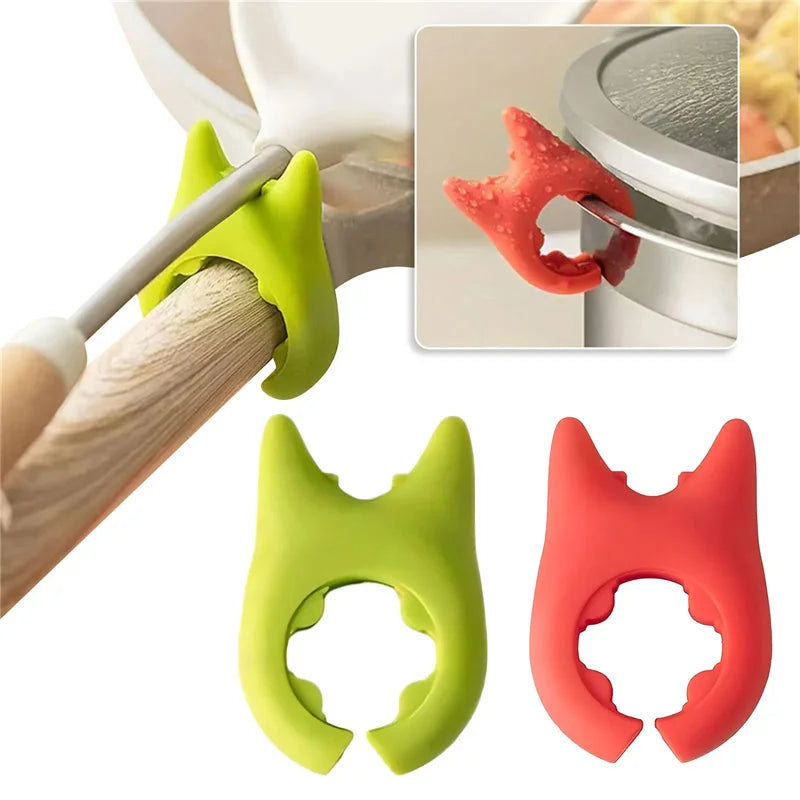 FCJ Multifunctional Silicone Spatula Holder Anti-Overflow & Anti-Scalding Clip for Cooking Pot Utensils Kitchen Gadgets