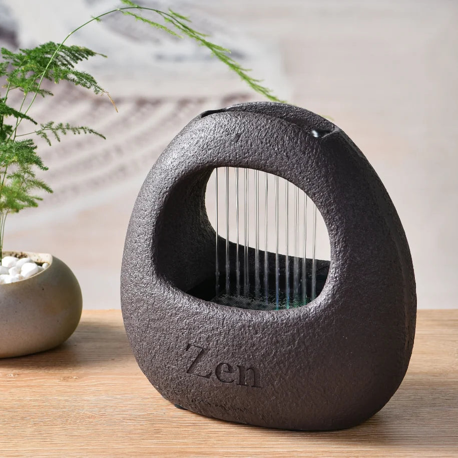 Zen Relaxation Rain Curtain Waterfall Fountain Indoor Tabletop Fountain With Led Light