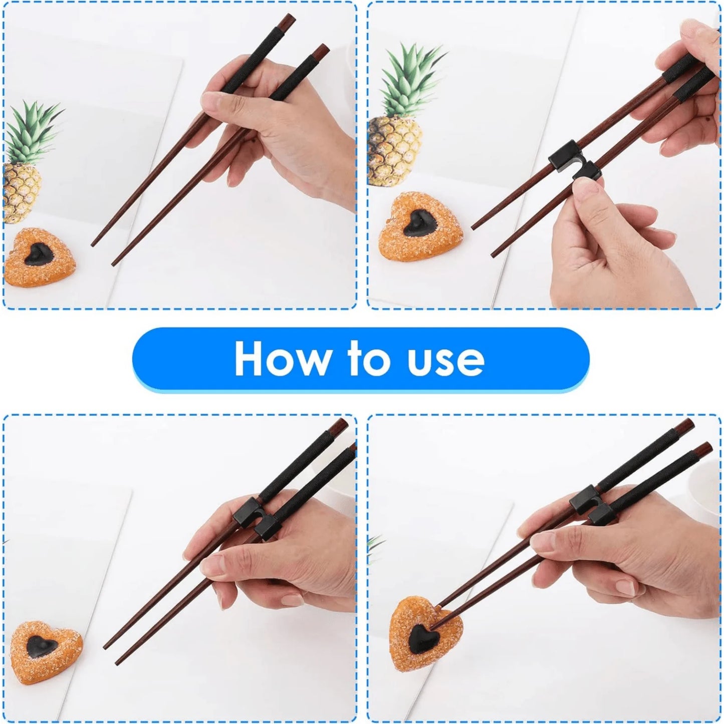 5 PCS Reusable Chopsticks Helpers Training Chopstick Hinges Connector Practice Chopstick Helper for Adult Kid Beginner Traniner
