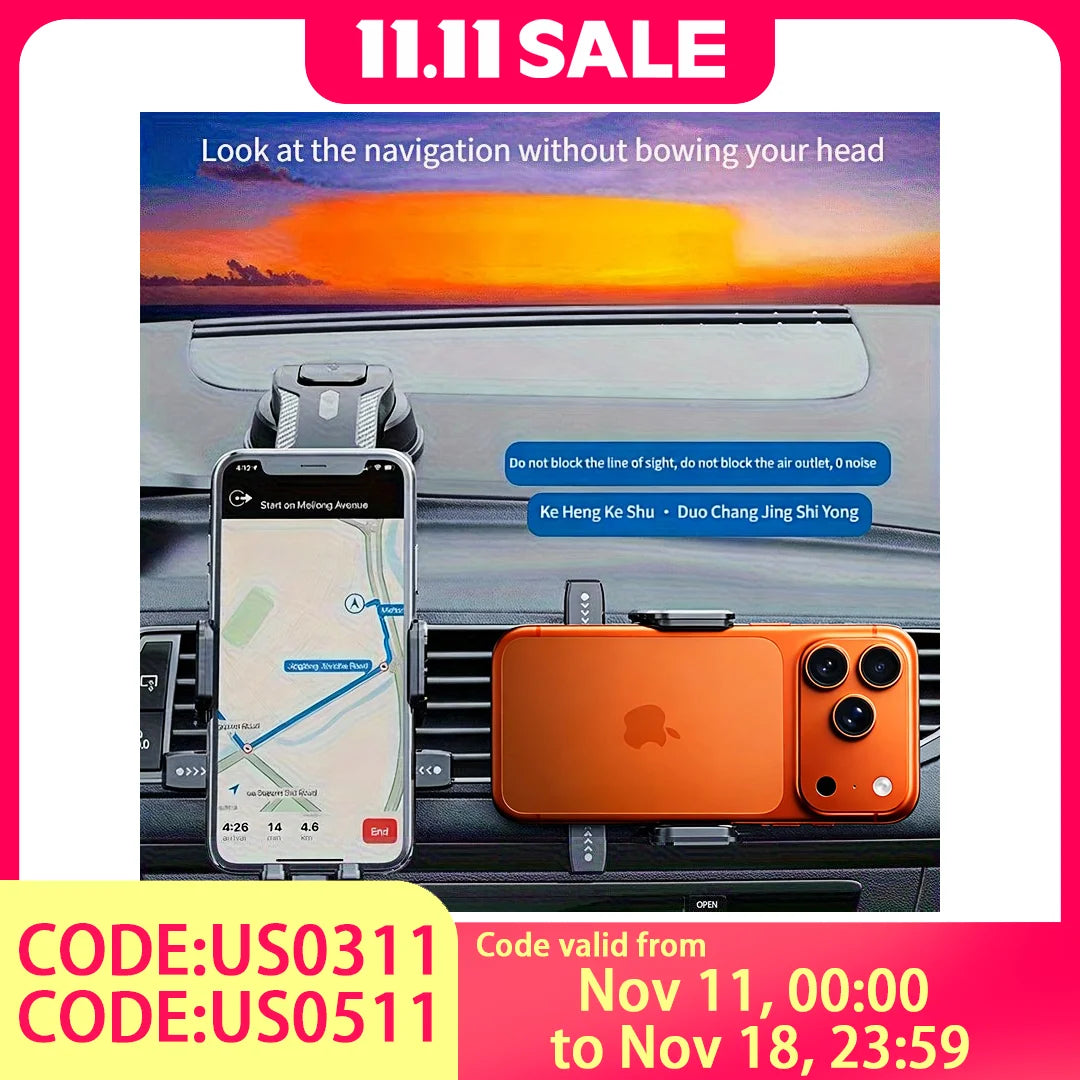 Car Phone Holder – Nano Flexible Silicone, 360° Rotation, Doesn't Block Screen, Compatible with iPhone Series for iPhone 17