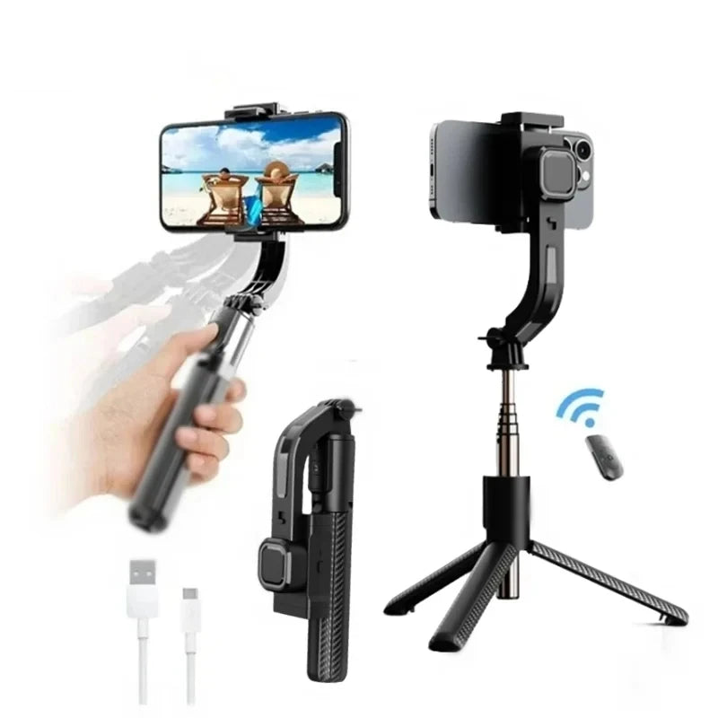 COOL DIER New 2025 Bluetooth Handheld Gimbal Stabilizer Mobile Phone Selfie Stick Adjustable Tripod for Smartphone Tiktok Live