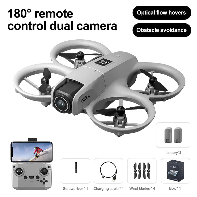 2025 Best-Selling GT3 Drone with HD Dual Camera 180° Upward Shooting, Obstacle Avoidance & Optical Flow Positioning, Foldable Po