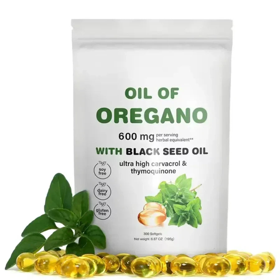 300 Capsules Oil Of Oregano with Black Seed Oil - Natural Antioxidants for Fitness Nutritional Support - Highly Effective