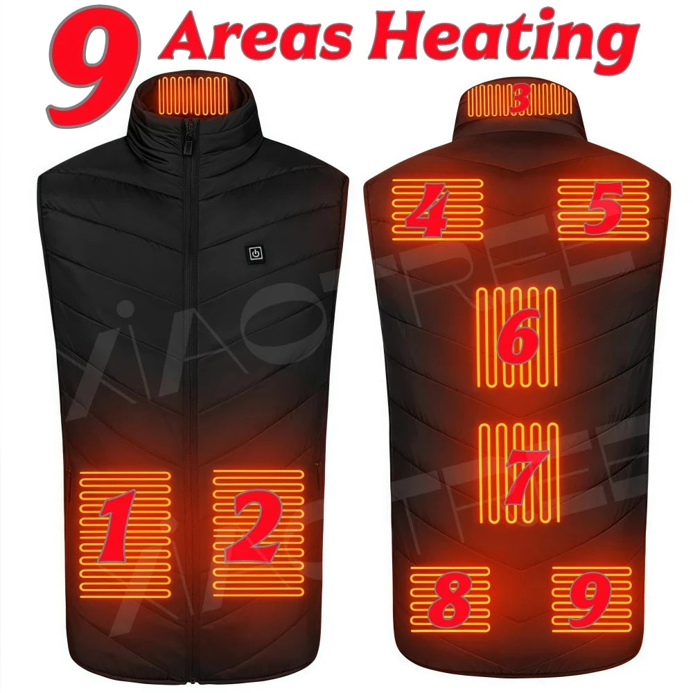 28/9 Areas Heated Vest Men Jacket Heated Winter Womens Electric Usb Heater Camping Jacket Man Thermal Vest Body Warmer Coat 6XL