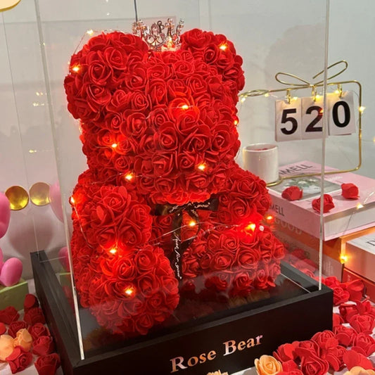 2026 New Artificial Flower Eternal Rose Teddy Bear for Mom Mother's Day Birthday Valentine's Day Anniversary Gifts & Decorations
