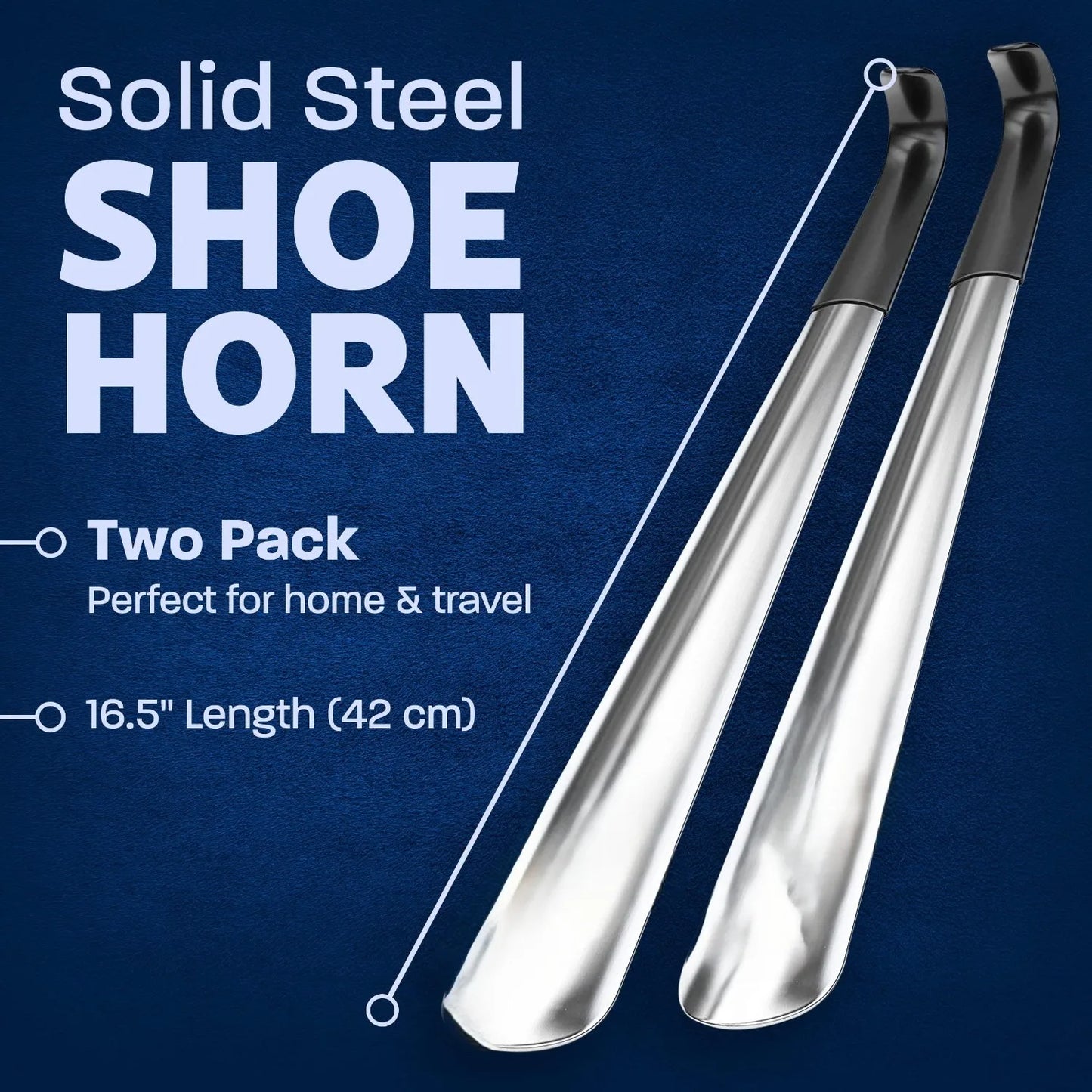 1-Pc Durable Metal Shoe Horn - 16.5 Inch Length for Easy Slip-On, Great Stocking Stuffer for Men & Women (2025)