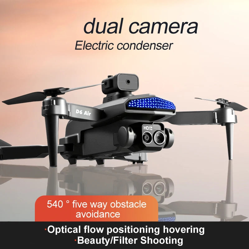 2025 New D6 Drone HD Professional High-Definition Dual Camera Five-Sided Obstacle Avoidance Light Flow ESC Quadcopter Toy