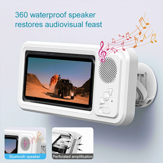 Wall Mounted IPX4 Waterproof Speaker Stand for Bath Phone Holder with Seamless Touch Screen Bluetooth Music Shower System