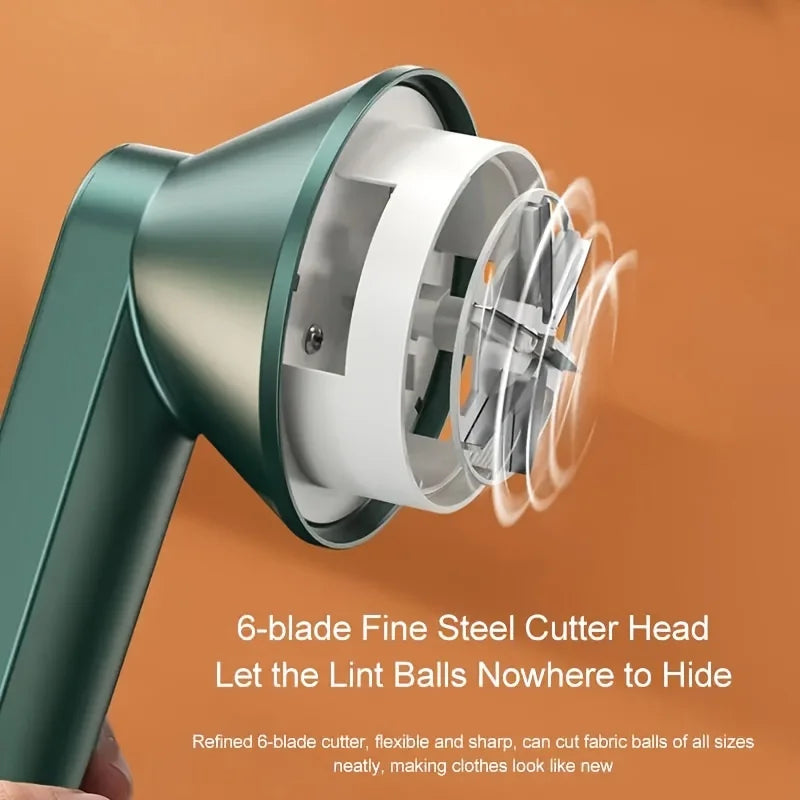 1PC Electric Fabric Shaver, Portable Lint Remover, USB Rechargeable for Clothes Bedding Furniture Carpet with 6 Blades