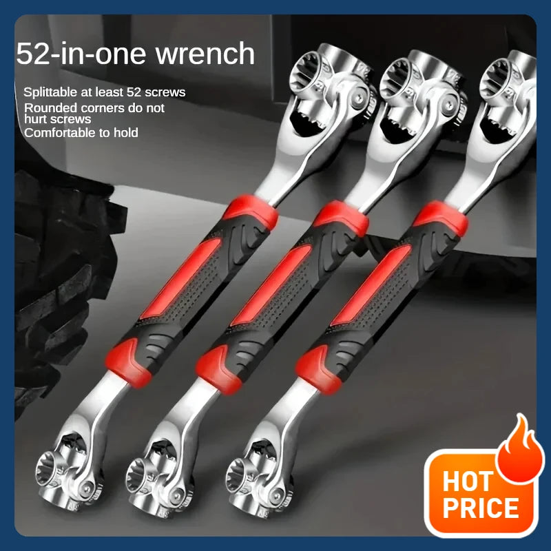 Hot-selling 52-in-1 Tool Set, Universal Ratchet Spline Bolt Socket, Manual Tool, 360° Multi-function Tiger Wrench