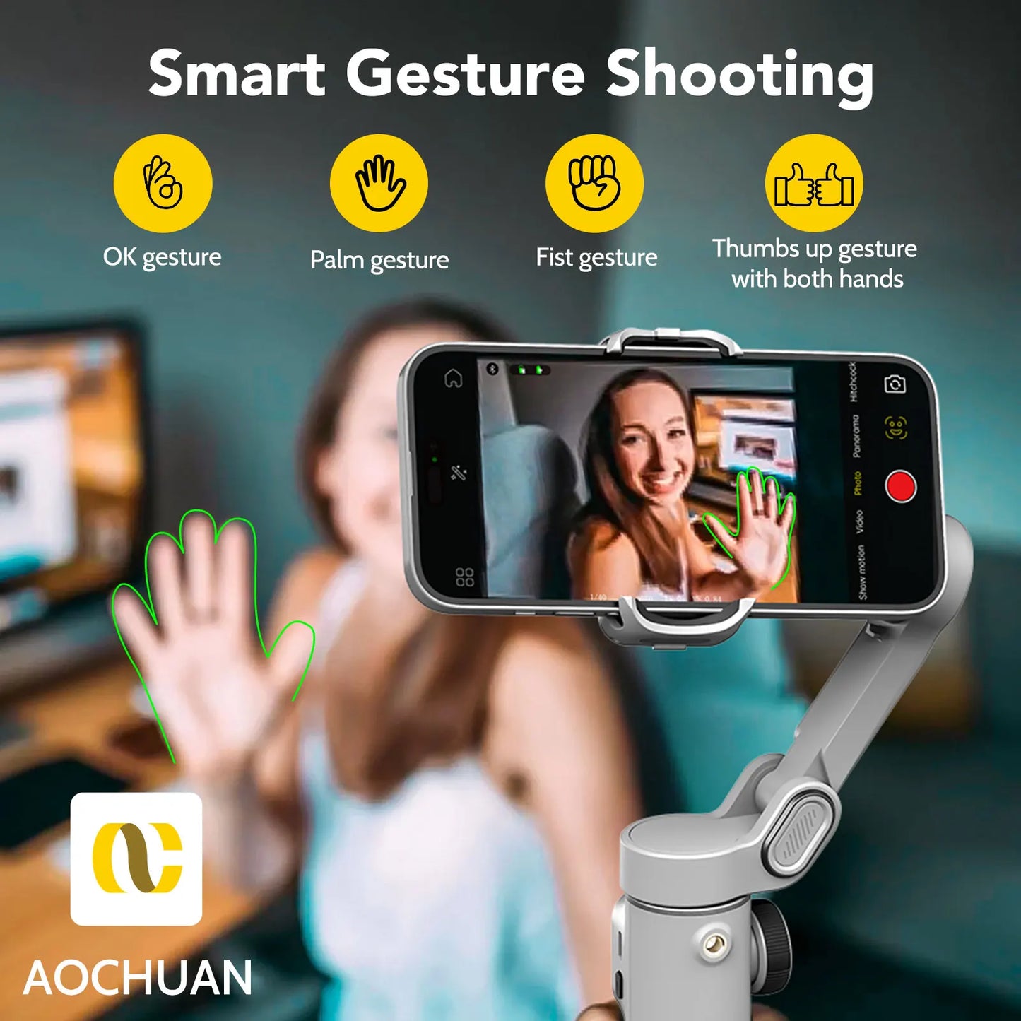 AOCHUAN Smart X2 3 Axis Gimbal Stabilizer For iPhone And Android Smartphone Gimbal With built-in extension pole LED display