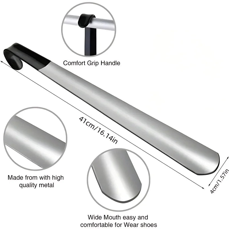 1-Pc Durable Metal Shoe Horn - 16.5 Inch Length for Easy Slip-On, Great Stocking Stuffer for Men & Women (2025)