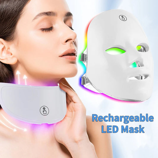 LED Face Neck Mask Rechargeable LED Photon Beauty Machine Facial Rejuvenation SPA Skin Care Tool