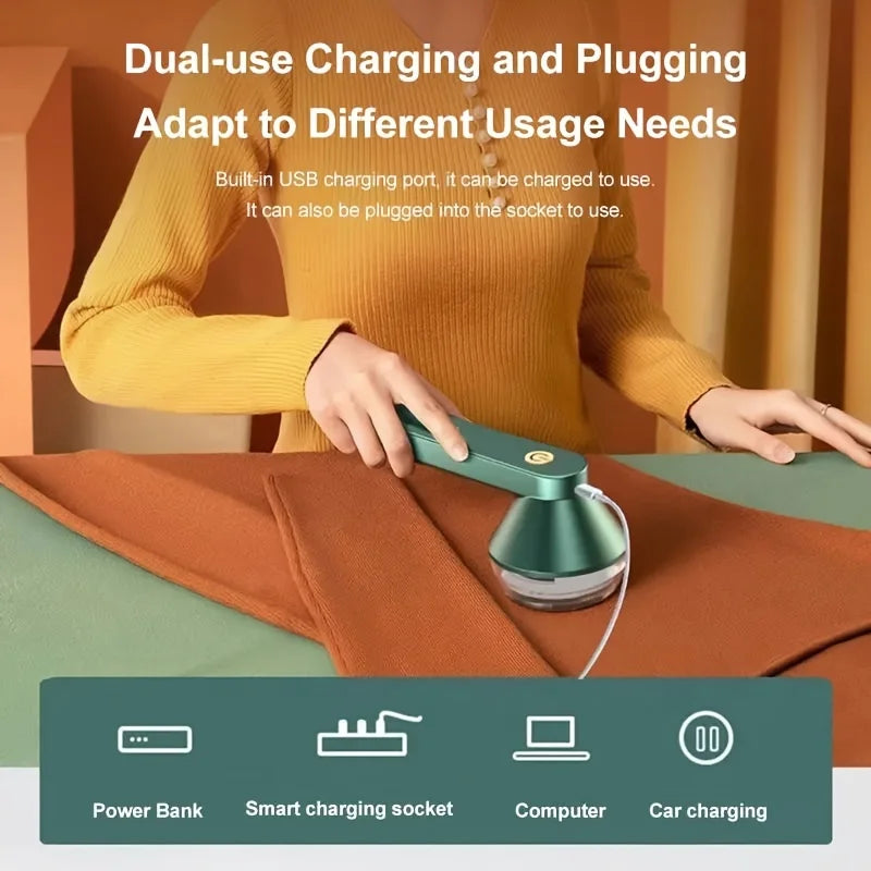 1PC Electric Fabric Shaver, Portable Lint Remover, USB Rechargeable for Clothes Bedding Furniture Carpet with 6 Blades